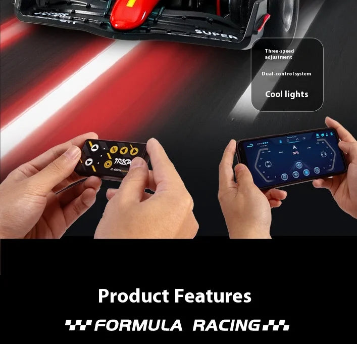 Mini Bolid F1 RC 1:64 sterowanie smartfonem, LED + dźwięk silnika