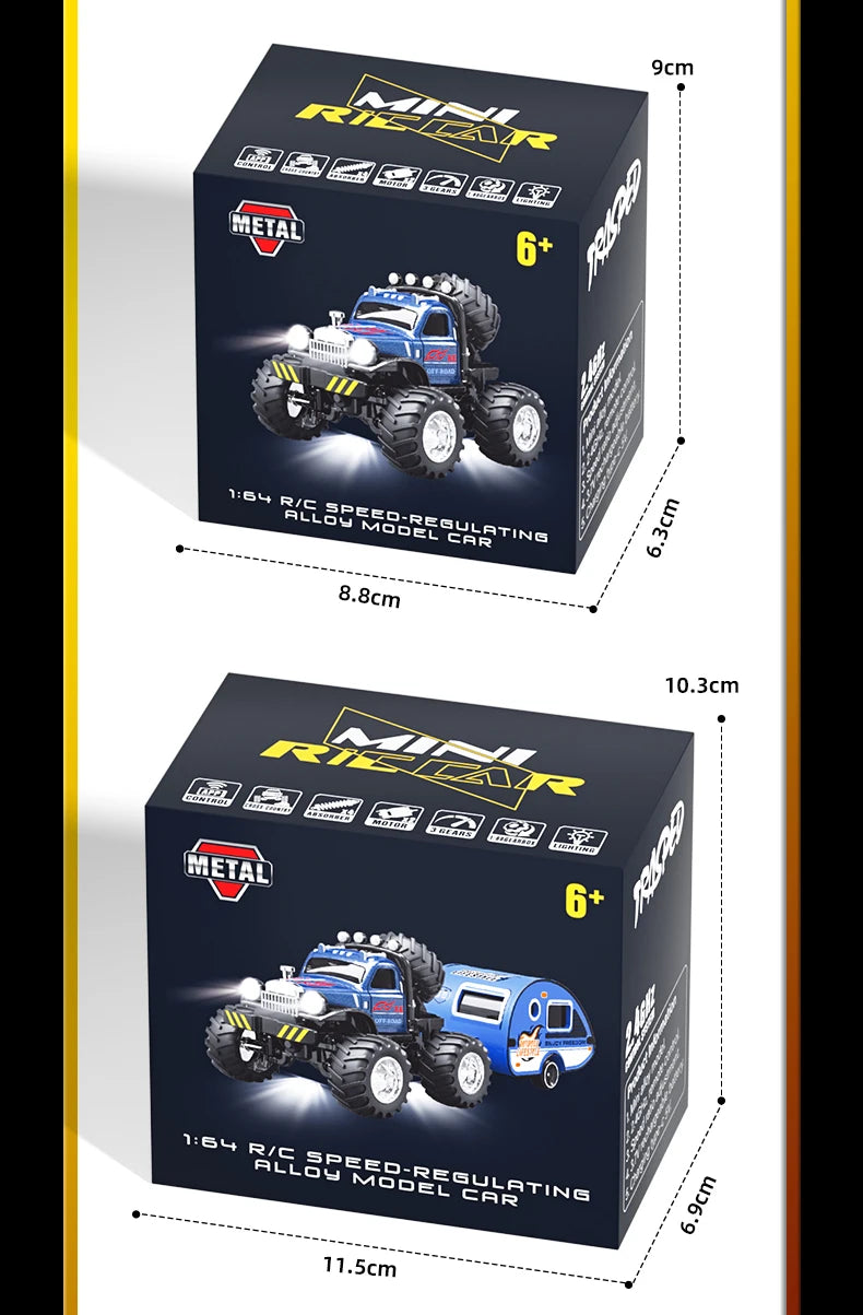 Mini Off-Road RC 1:64 sterowanie smartfonem, LED + dźwięk silnika