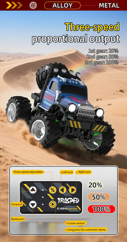 Mini Off-Road RC 1:64 sterowanie smartfonem, LED + dźwięk silnika