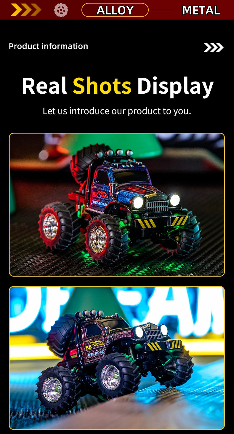 Mini Off-Road RC 1:64 sterowanie smartfonem, LED + dźwięk silnika
