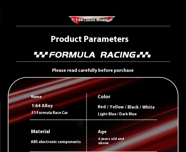 Mini Bolid F1 RC 1:64 sterowanie smartfonem, LED + dźwięk silnika