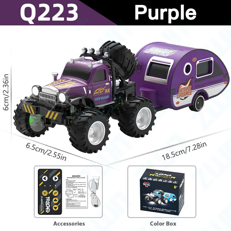 Mini Off-Road RC 1:64 sterowanie smartfonem, LED + dźwięk silnika