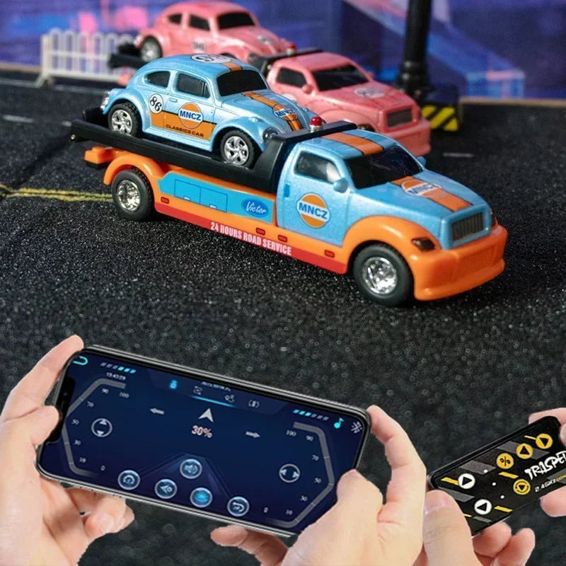 Mini Truck Cars RC 1:64 sterowanie smartfonem, LED + dźwięk silnika