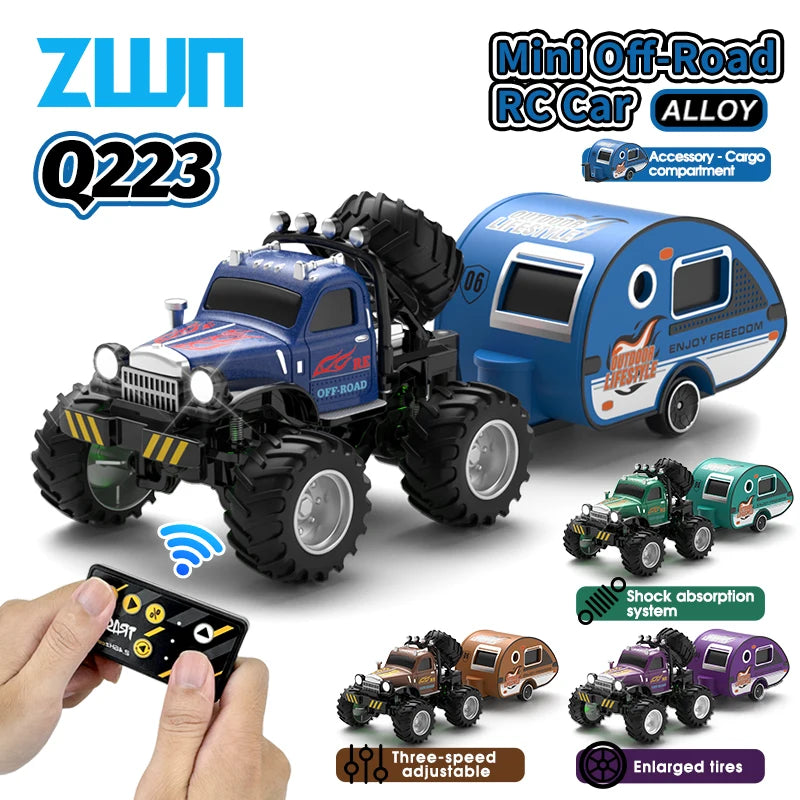 Mini Off-Road RC 1:64 sterowanie smartfonem, LED + dźwięk silnika